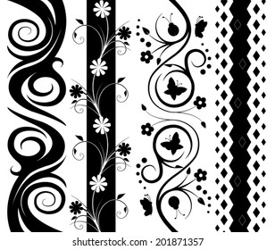 Set of black and white decoration patterns 