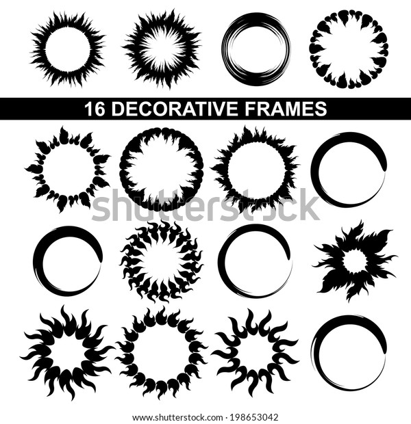 Vektor Stok Set Black White Decorative Frames (Tanpa Royalti) 198653042