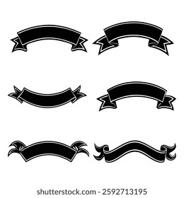 "Set of Black and White Decorative Ribbons