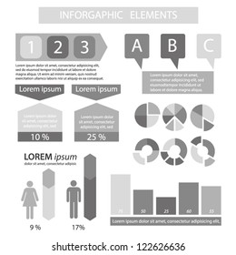 Set of black and white design elements of infographics. Vector illustration