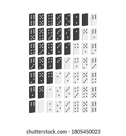 Set of black and white dominoes 3d vector illustration and isometric view.