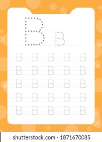 Eine Reihe von schwarz-weißen Schulungsseiten online für Kinder buchen. Trace Alphabet Buchstaben aus dem B-Druckblatt für Kinder-Lehrbuch. Entwicklung von Schreibfähigkeiten. Zurück zur Schule.