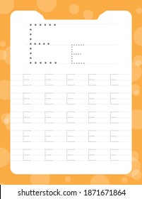 Set of black and white educational pages on line for kids book. Trace alphabet letters from E Printable worksheet for children textbook. Developing skills of writing. Back to school.