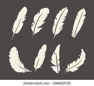 set of black and white feathers