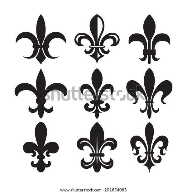 Set Black White Fleurdelys Symbols Stock Vector (Royalty Free ...