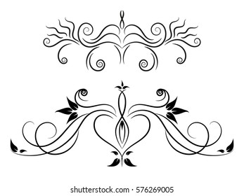 Set Black White Floral Ornament Design Stock Vector (Royalty Free ...