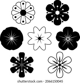 Set of black and white flower icons. Editable vector pictograms isolated on white background. Trendy outline symbols for mobile apps and website designs. Premium icon pack in trendy line style.