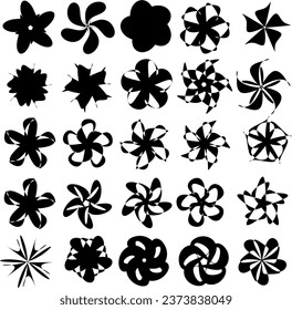 set of black and white flower for making business logo