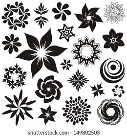 Set Black White Flower Symbols Ornaments Stock Vector (Royalty Free ...