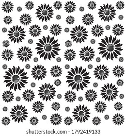 set of black and white flowers 