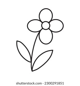 set of black and white flowers. Isolated flower on the white background. Vector EPS 10