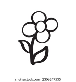 set of black and white flowers. Isolated flower on the white background. Vector EPS 10