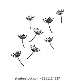 set of black and white flowers. Isolated flower on the white background. Vector EPS 10
