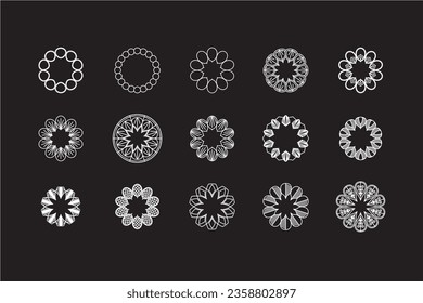 Set of Black and White Fower icons