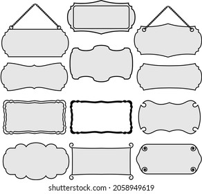 un conjunto de marcos y banners en blanco y negro de diversas formas