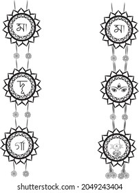 set of black and white frames hangings for goddess from hands