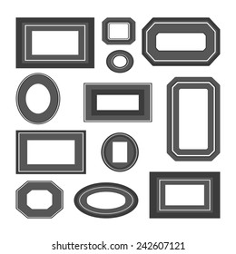 A set of black and white frames isolated on white background. vector