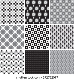 set of black and white geometric backgrounds