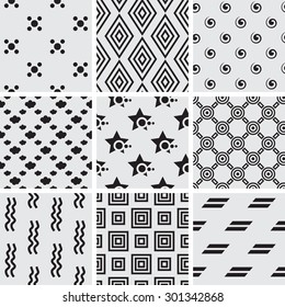set of black and white geometric backgrounds