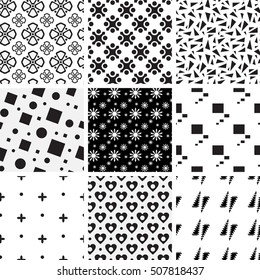 set of black and white geometric backgrounds