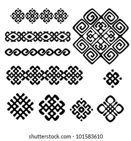 A set of of black and white geometric designs 4. Vector illustration.