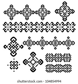 A set of of black and white geometric designs 7. Vector illustration.