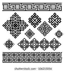 A set of black and white geometric designs 9. Vector illustration.