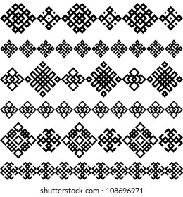 A set of of black and white geometric designs. Vector illustration. pattern seamless texture