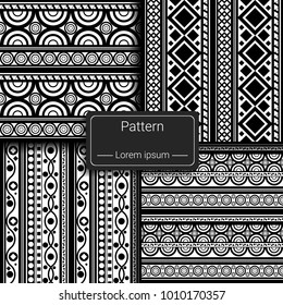 Set of black and white geometric patterns. Vector illustration