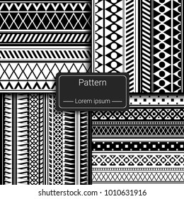 Set of black and white geometric patterns. Vector illustration
