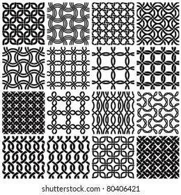 Set Of Black And White Geometric Seamless Patterns. Vector Backgrounds Collection.