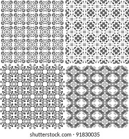 Set of black and white geometric seamless patterns. Vector backgrounds collection