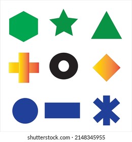 Set of black and white geometric shape. Simple geometric figures icon collection. Linear icon flat style, vector illustration
