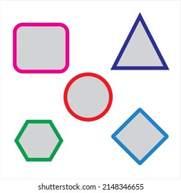 Satz der geometrischen schwarz-weißen Form. Einfache Sammlung geometrischer Figuren. Lineares Icon, flacher Stil, Vektorgrafik