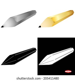 set of black white golden pencil isolated on white background vector
