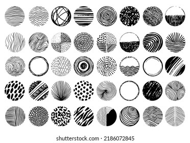 Set Black White Grunge Circles Stamps Stock Vector (Royalty Free ...