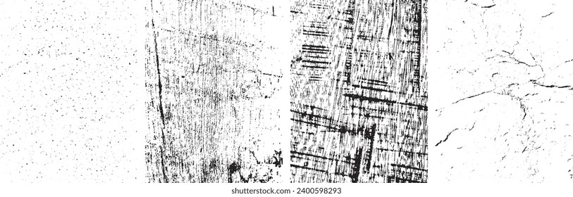 Set of Black and white grunge. Distress overlay texture. Abstract surface dust and rough dirty wall background concept. Vector EPS 10.