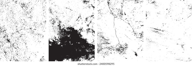 Set of Black and white grunge. Distress overlay texture. Abstract surface dust and rough dirty wall background concept. Vector EPS 10.