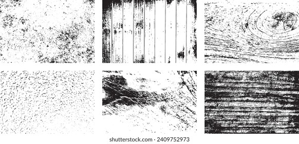 Set of Black and white grunge. Distress overlay texture. Surface dust and rough dirty wall background concept. Distress illustration simply place over object to create grunge effect. Vector EPS10.