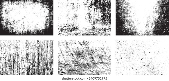 Set of Black and white grunge. Distress overlay texture. Surface dust and rough dirty wall background concept. Distress illustration simply place over object to create grunge effect. Vector EPS10.