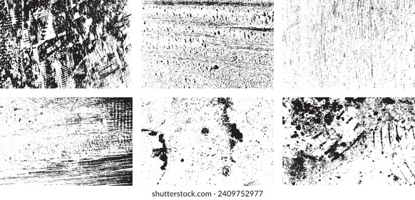 Set of Black and white grunge. Distress overlay texture. Surface dust and rough dirty wall background concept. Distress illustration simply place over object to create grunge effect. Vector EPS10.