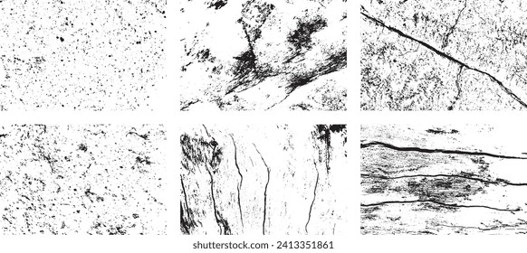 SET of Black and white grunge. Distress overlay texture.  surface dust and rough dirty wall background concept. Distress illustration simply place over object to create grunge effect. Vector EPS10.