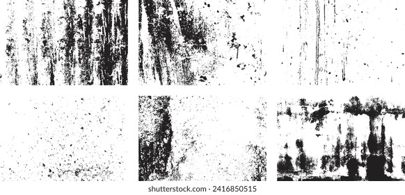 Set of Black and white grunge. Distress overlay texture. Surface dust and rough dirty wall background concept. Distress illustration simply place over object to create grunge effect. Vector EPS10.
