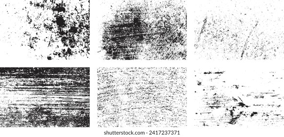 Set of Black and white grunge. Distress overlay texture. Surface dust and rough dirty wall background concept. Distress illustration simply place over object to create grunge effect. Vector EPS10.
