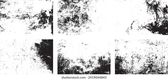 Set of Black and white grunge. Distress overlay texture. Surface dust and rough dirty wall background concept. Distress illustration simply place over object to create grunge effect. Vector EPS10.