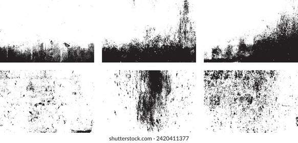 Set of Black and white grunge. Distress overlay texture. Surface dust and rough dirty wall background concept. Distress illustration simply place over object to create grunge effect. Vector EPS10.