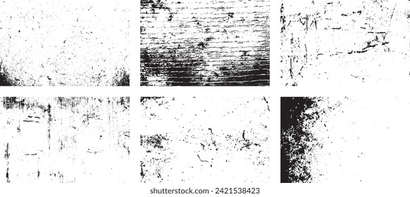 Set of Black and white grunge. Distress overlay texture. Surface dust and rough dirty wall background concept. Distress illustration simply place over object to create grunge effect. Vector EPS10.