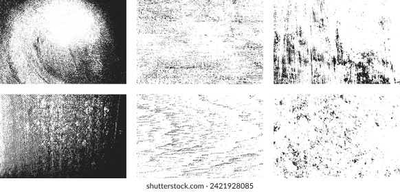 Set of Black and white grunge. Distress overlay texture. Durface dust and rough dirty wall background concept. Distress illustration simply place over object to create grunge effect. Vector EPS10.