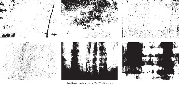 Set of Black and white grunge. Distress overlay texture. Surface dust and rough dirty wall background concept. Distress illustration simply place over object to create grunge effect. Vector EPS10.
