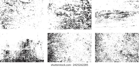 Set of Black and white grunge. Distress overlay texture.Surface dust and rough dirty wall background concept. Distress illustration simply place over object to create grunge effect. Vector EPS10.